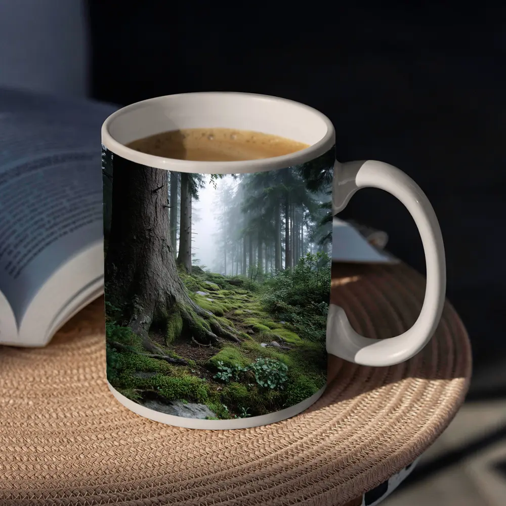 Misty Forest Path Mossy Roots Trees – Mugs