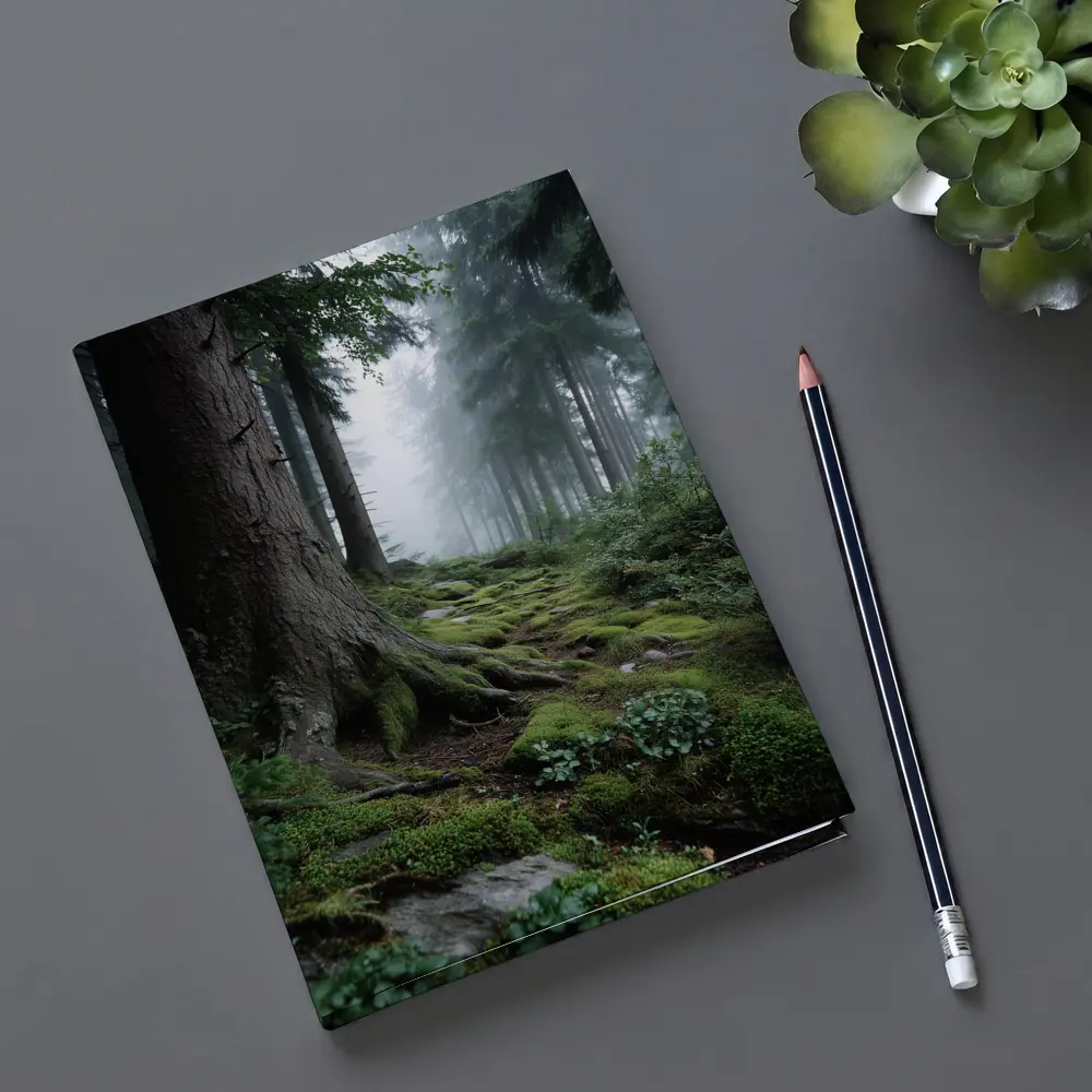 Misty Forest Path Mossy Roots Trees – Notebooks