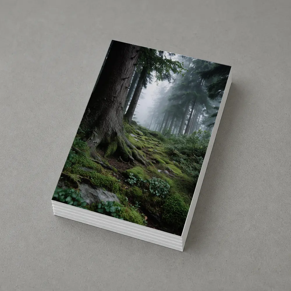 Misty Forest Path Mossy Roots Trees – Postcards