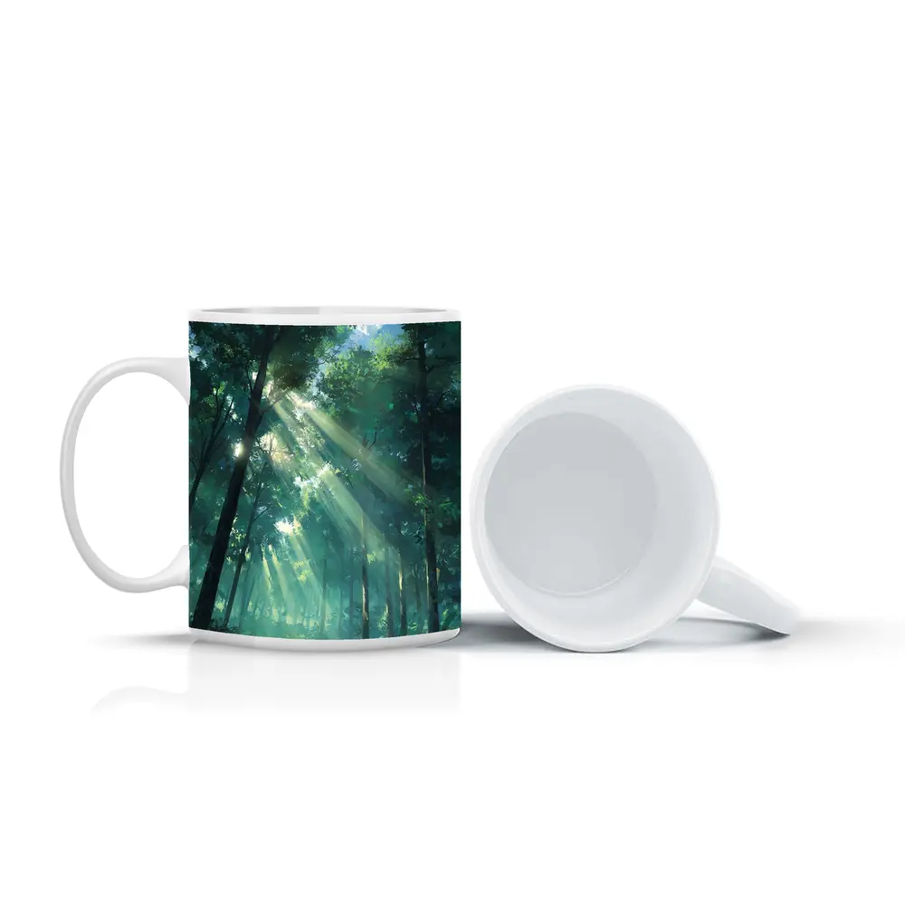 Anime Forest Sunlight Rays Through Trees – Mugs