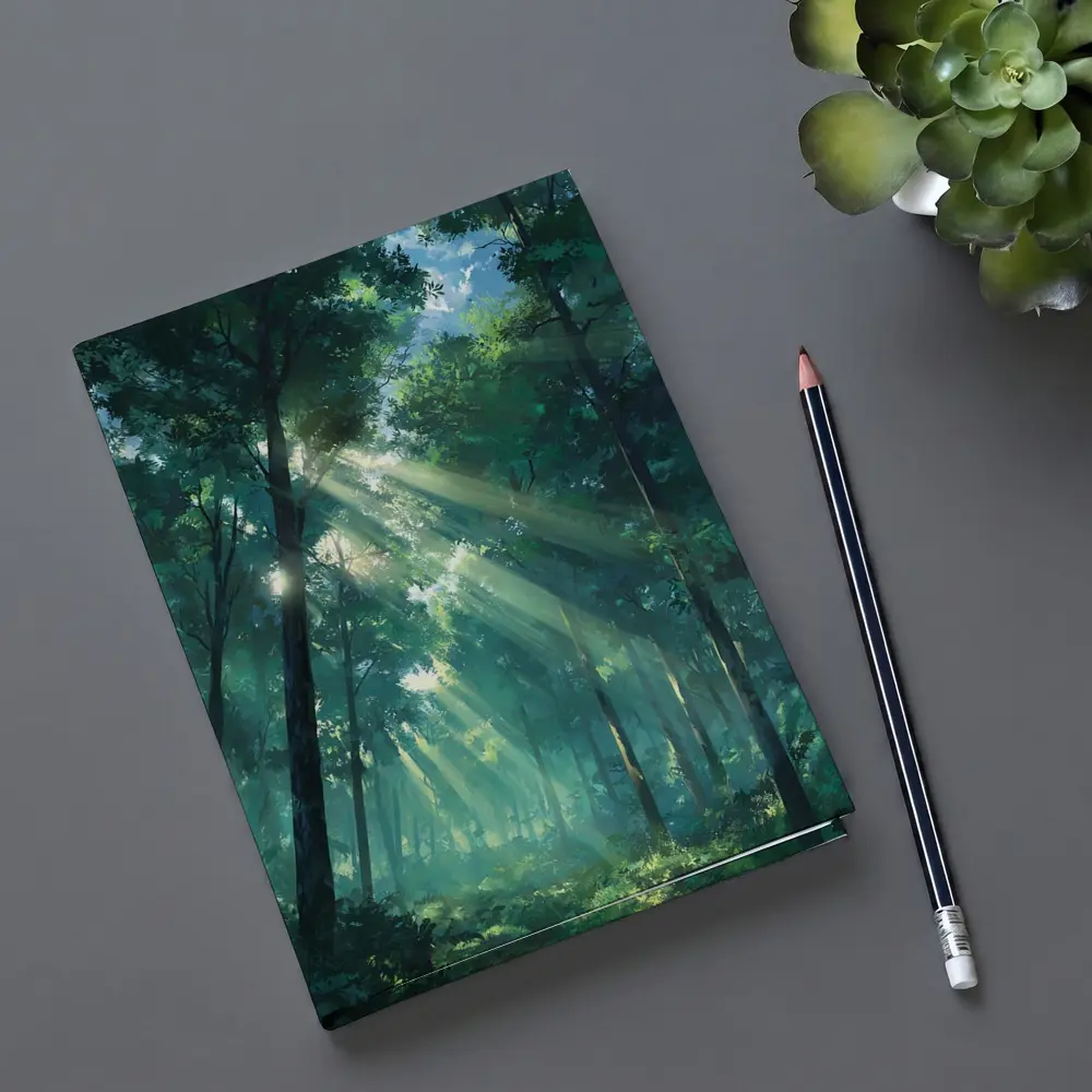 Anime Forest Sunlight Rays Through Trees – Notebooks