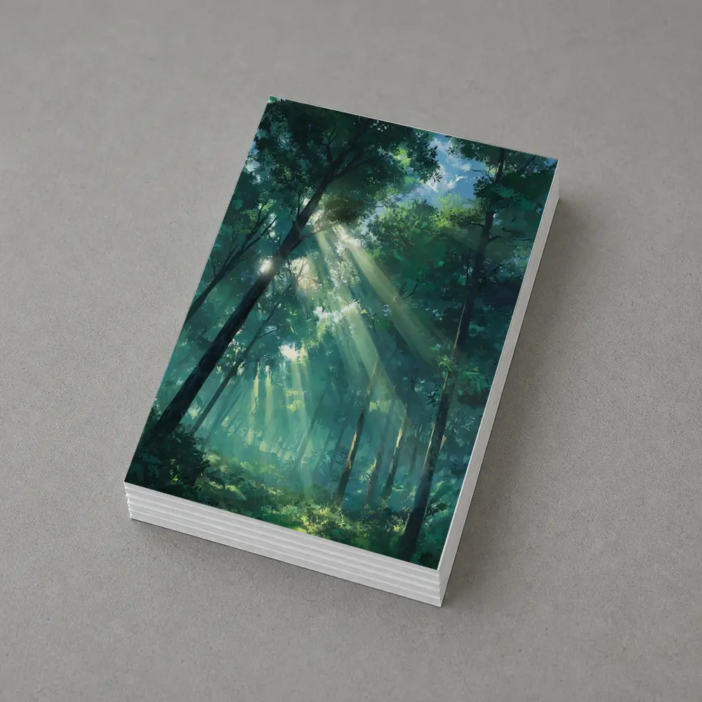 Anime Forest Sunlight Rays Through Trees – Postcards
