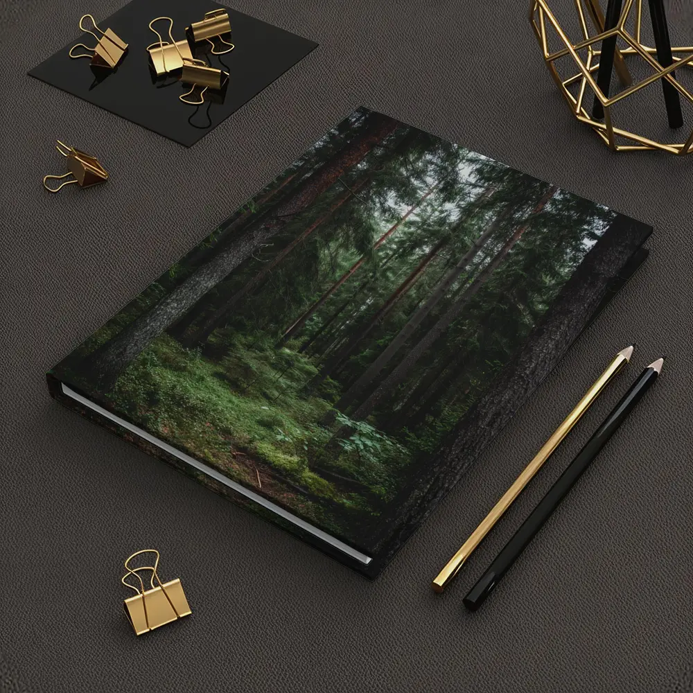 Dark Pine Forest Moss Green Woodland Scene – Notebooks