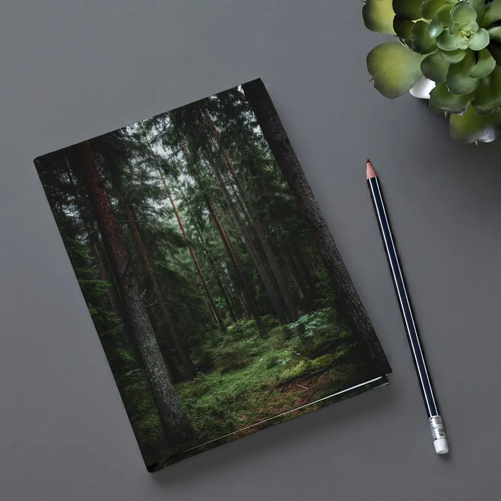 Dark Pine Forest Moss Green Woodland Scene – Notebooks
