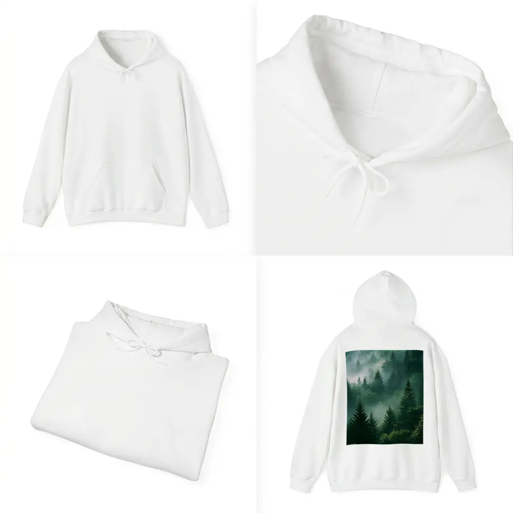 Misty Green Forest Pine Trees Mountain Landscape – Hoodies
