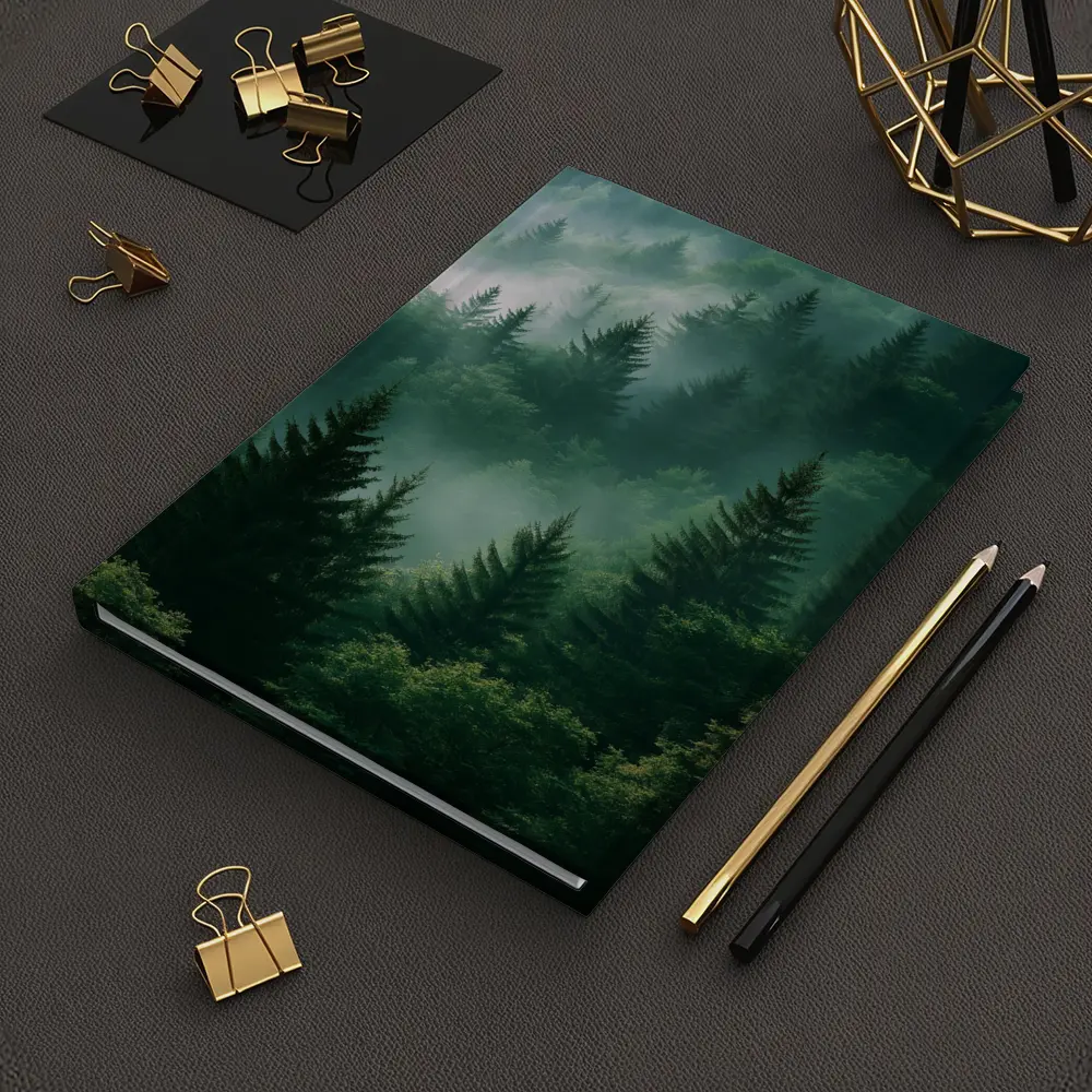 Misty Green Forest Pine Trees Mountain Landscape – Notebooks