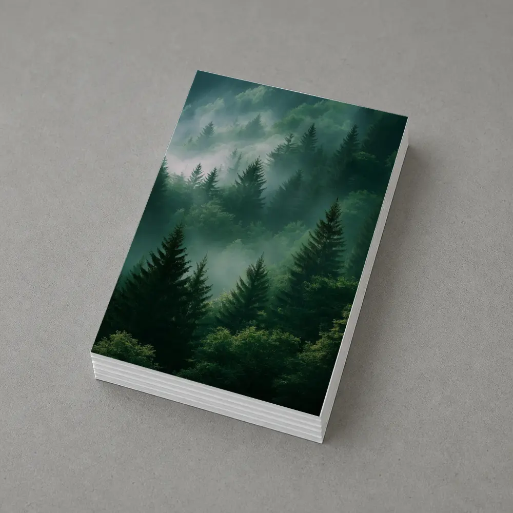 Misty Green Forest Pine Trees Mountain Landscape – Postcards