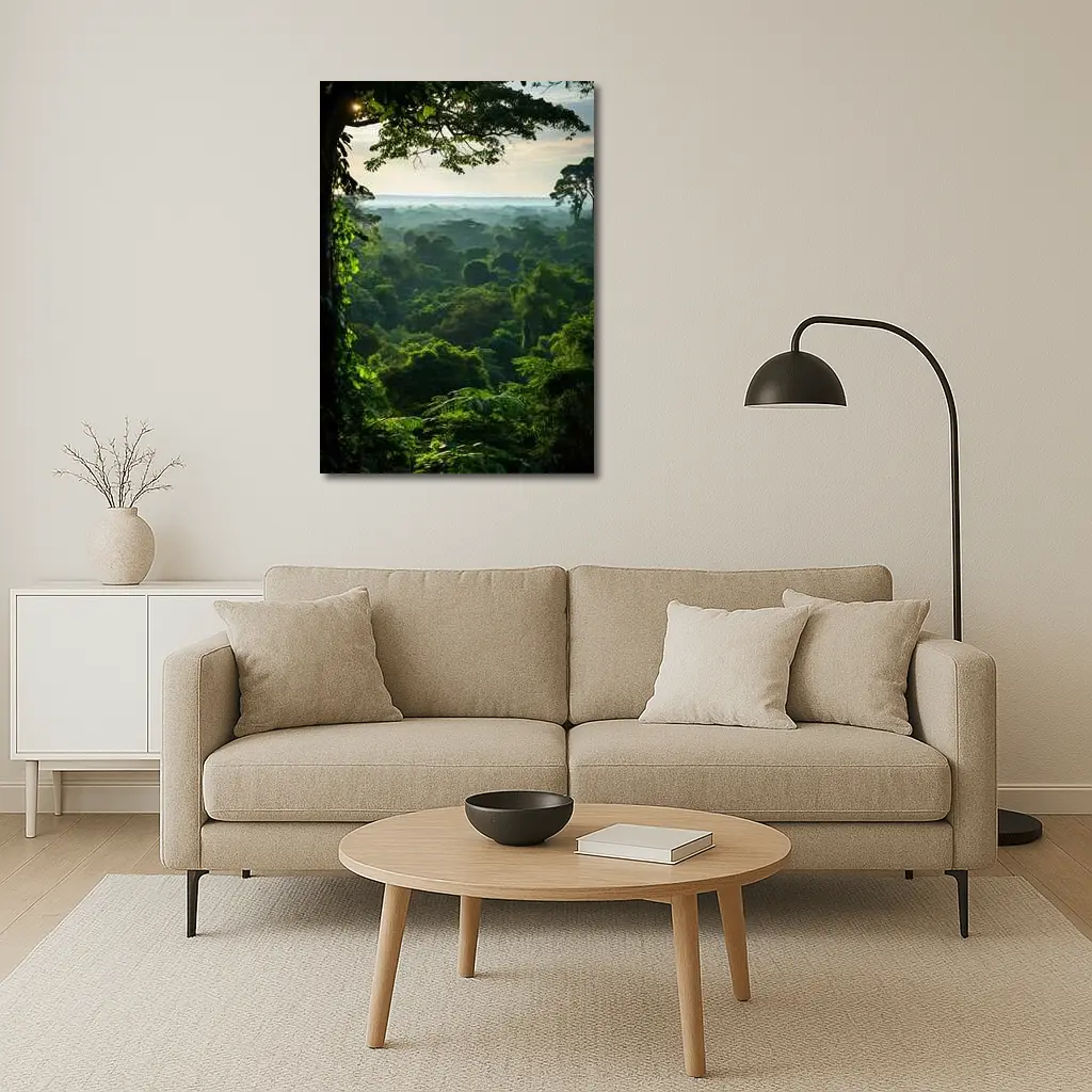 Dense Tropical Rainforest Canopy Misty Horizon – Wall Art