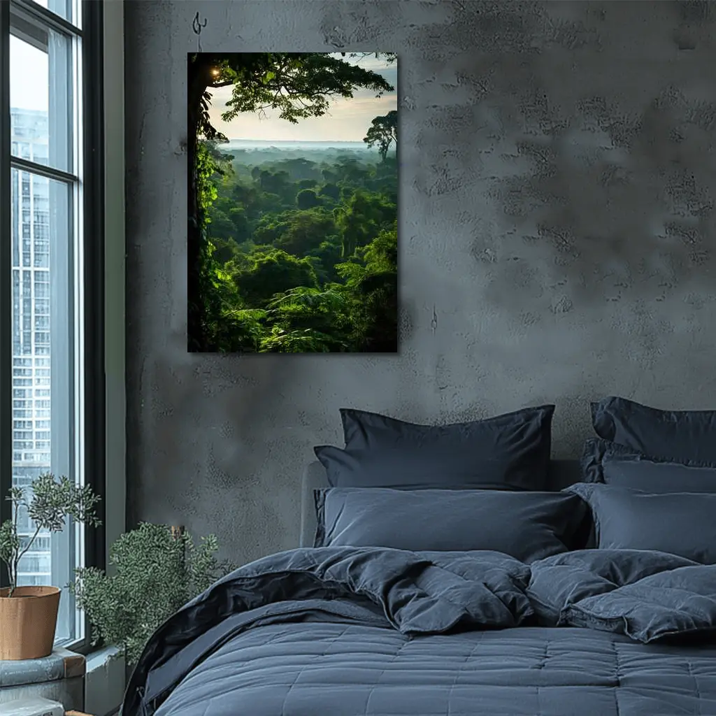 Dense Tropical Rainforest Canopy Misty Horizon – Wall Art