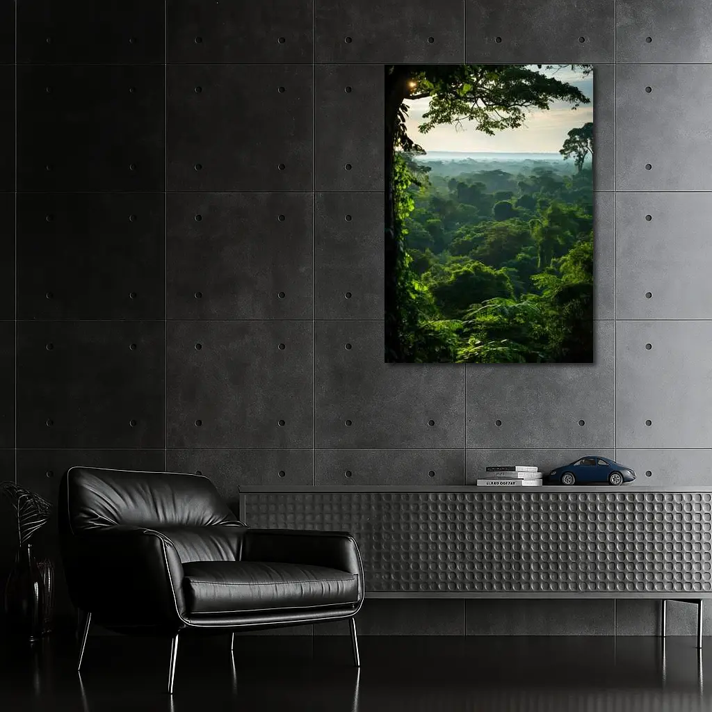 Dense Tropical Rainforest Canopy Misty Horizon – Wall Art