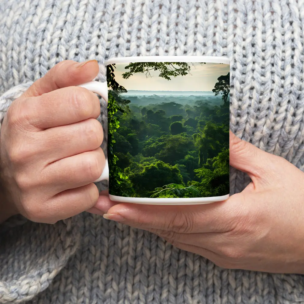 Dense Tropical Rainforest Canopy Misty Horizon – Mugs