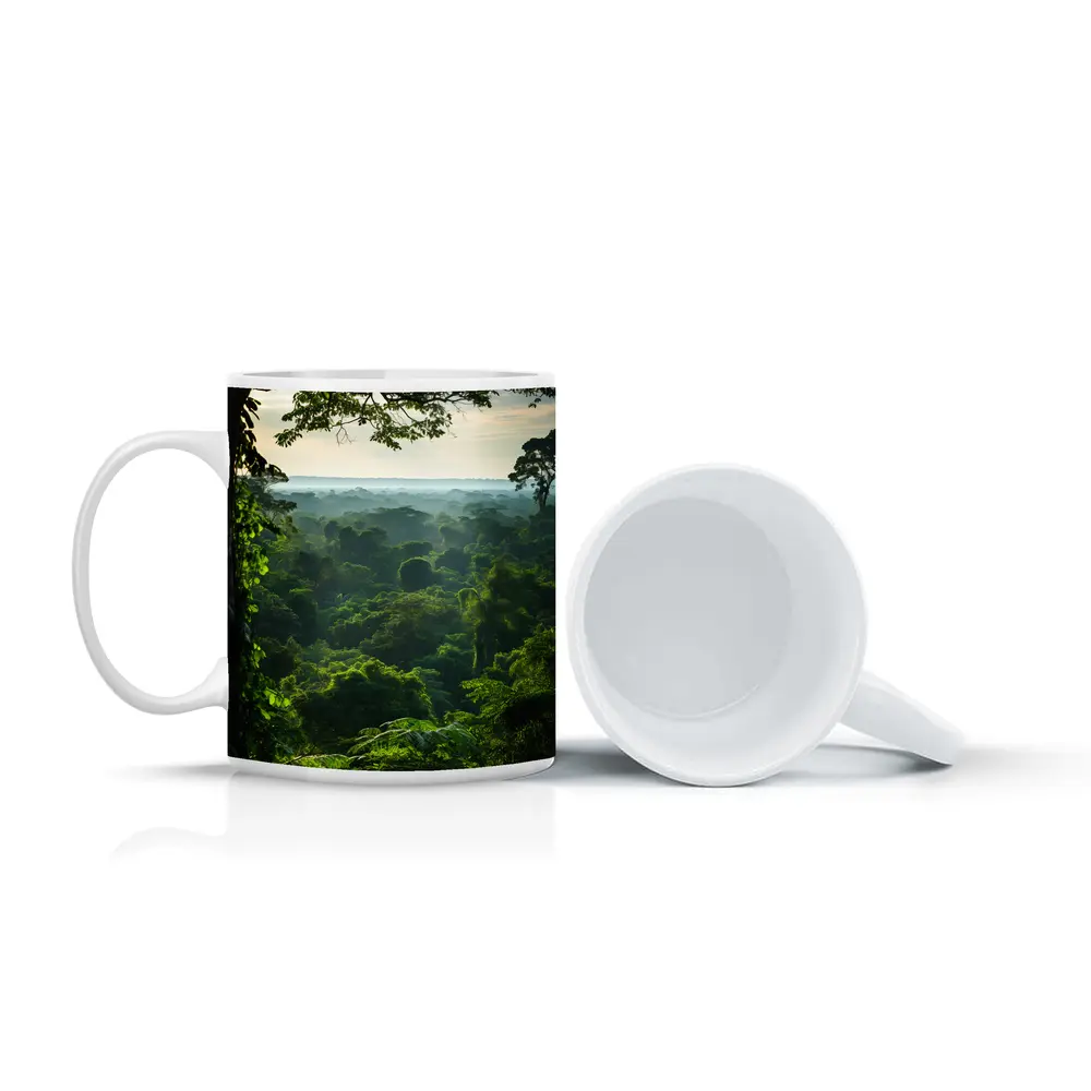 Dense Tropical Rainforest Canopy Misty Horizon – Mugs