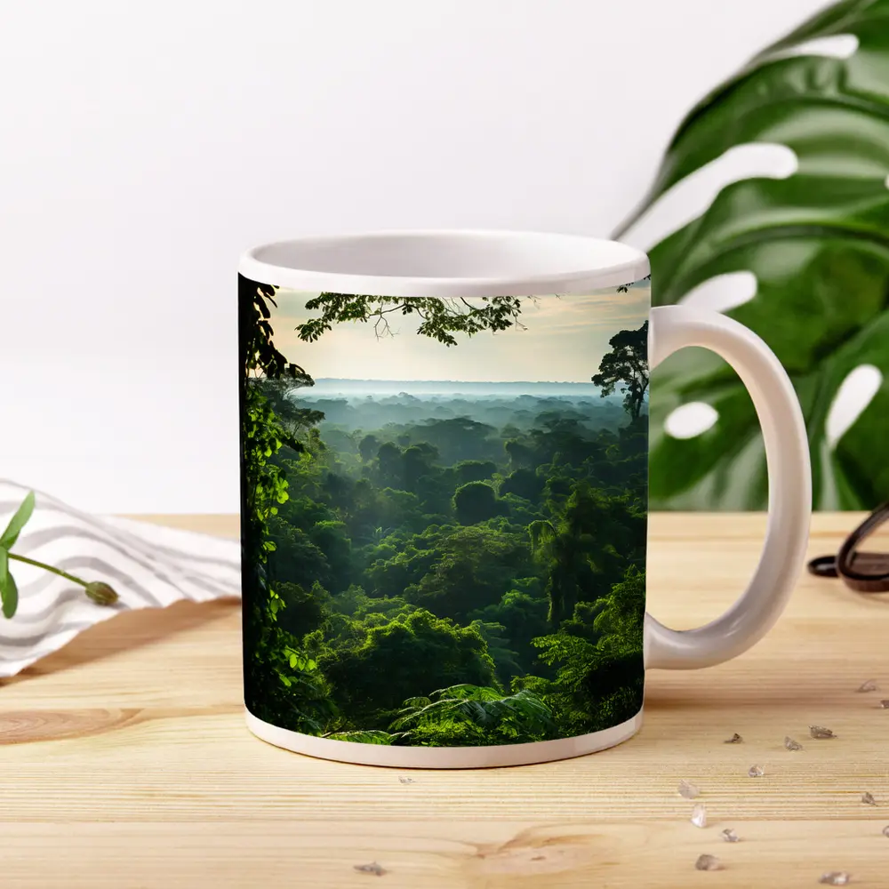 Dense Tropical Rainforest Canopy Misty Horizon – Mugs