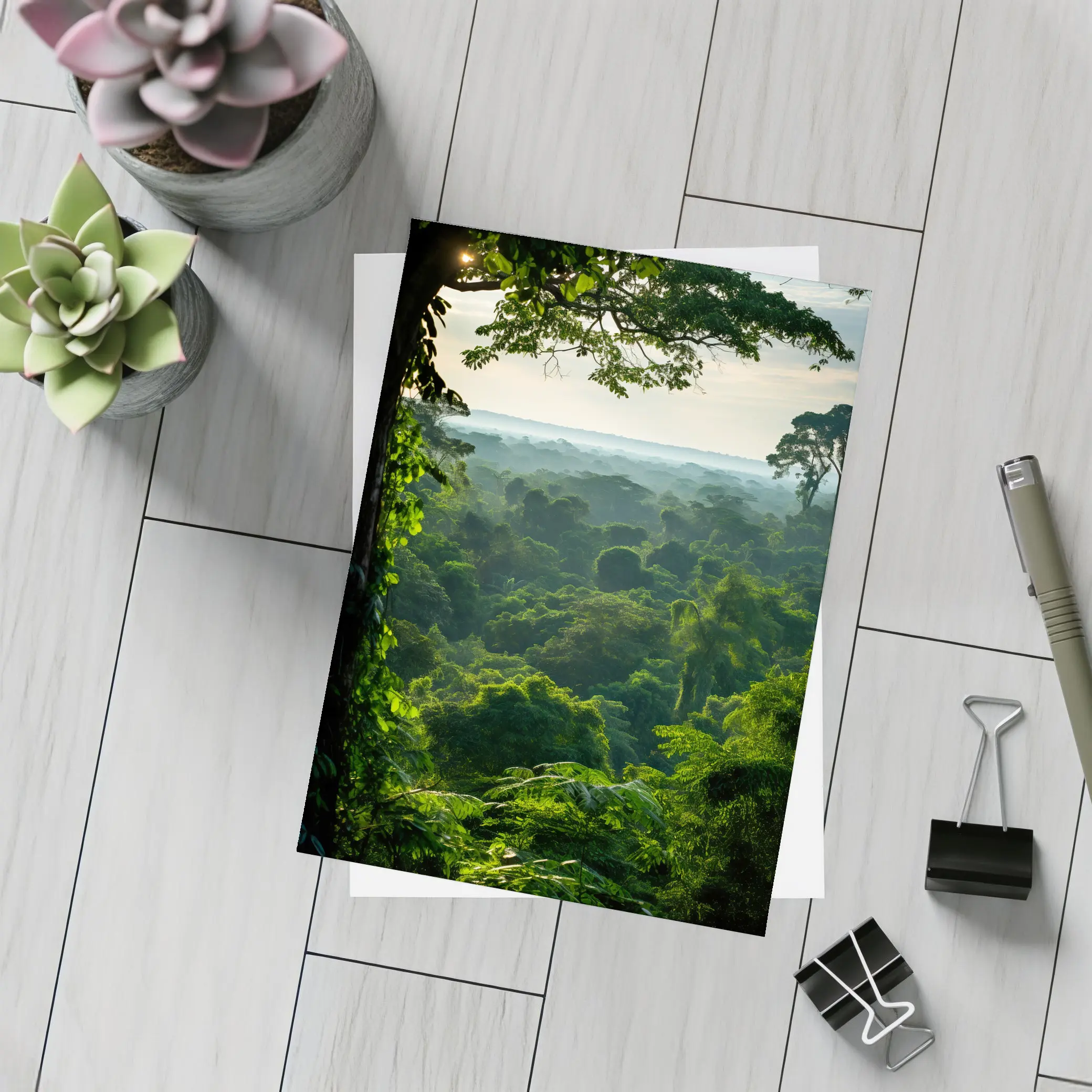 Dense Tropical Rainforest Canopy Misty Horizon – Postcards