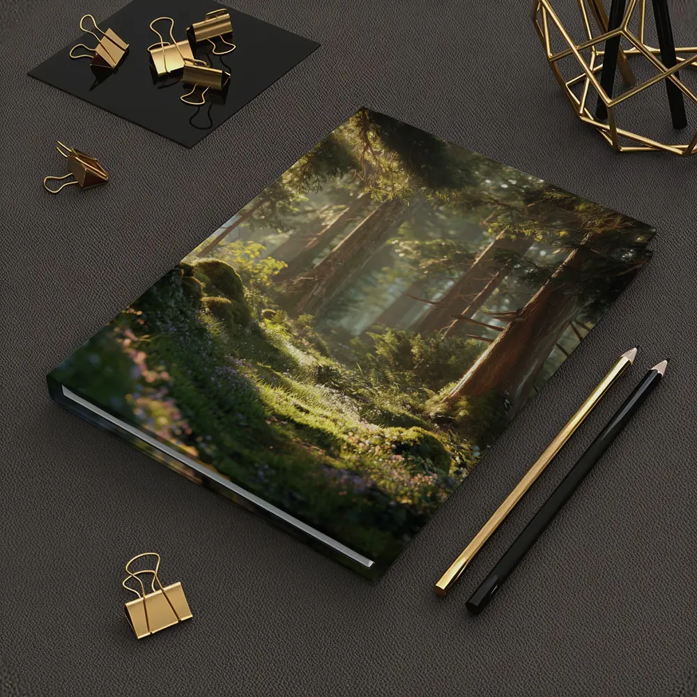 Sunlit Forest Path Through Ancient Trees – Notebooks