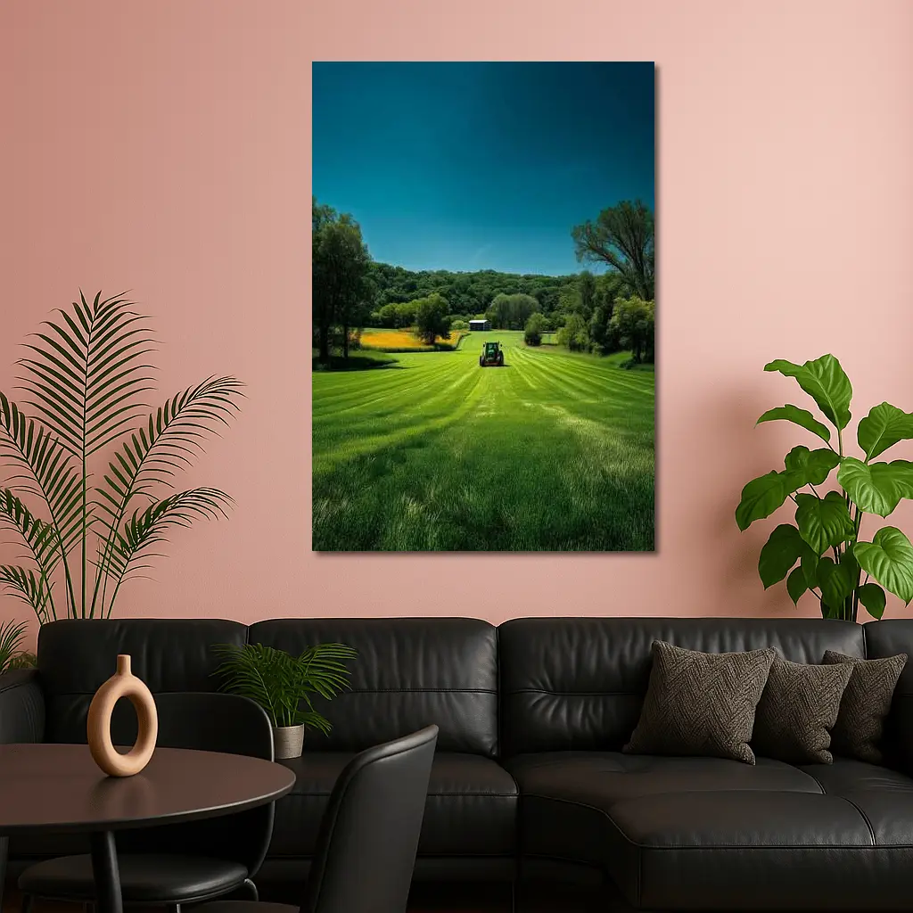 Green Farm Field Tractor Rural Countryside – Wall Art