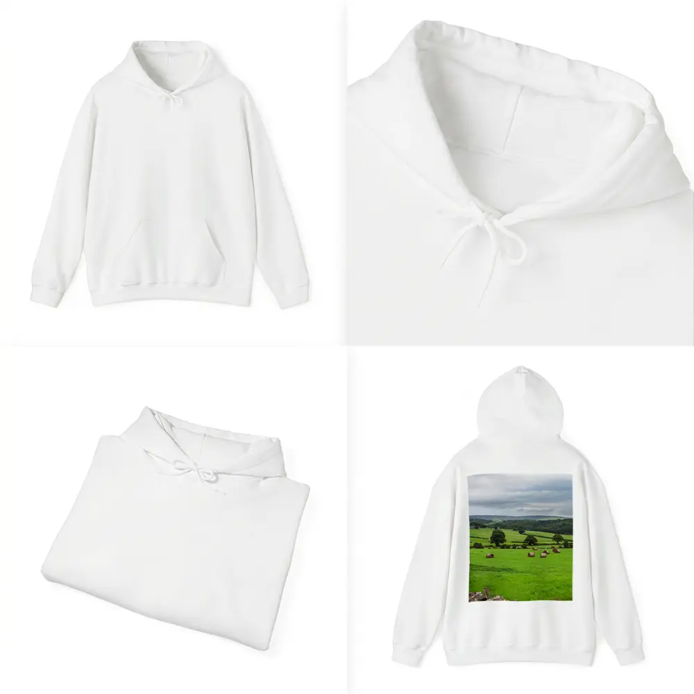 Green English Fields Hay Bales Countryside – Hoodies
