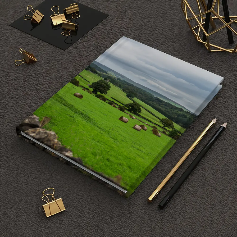 Green English Fields Hay Bales Countryside – Notebooks