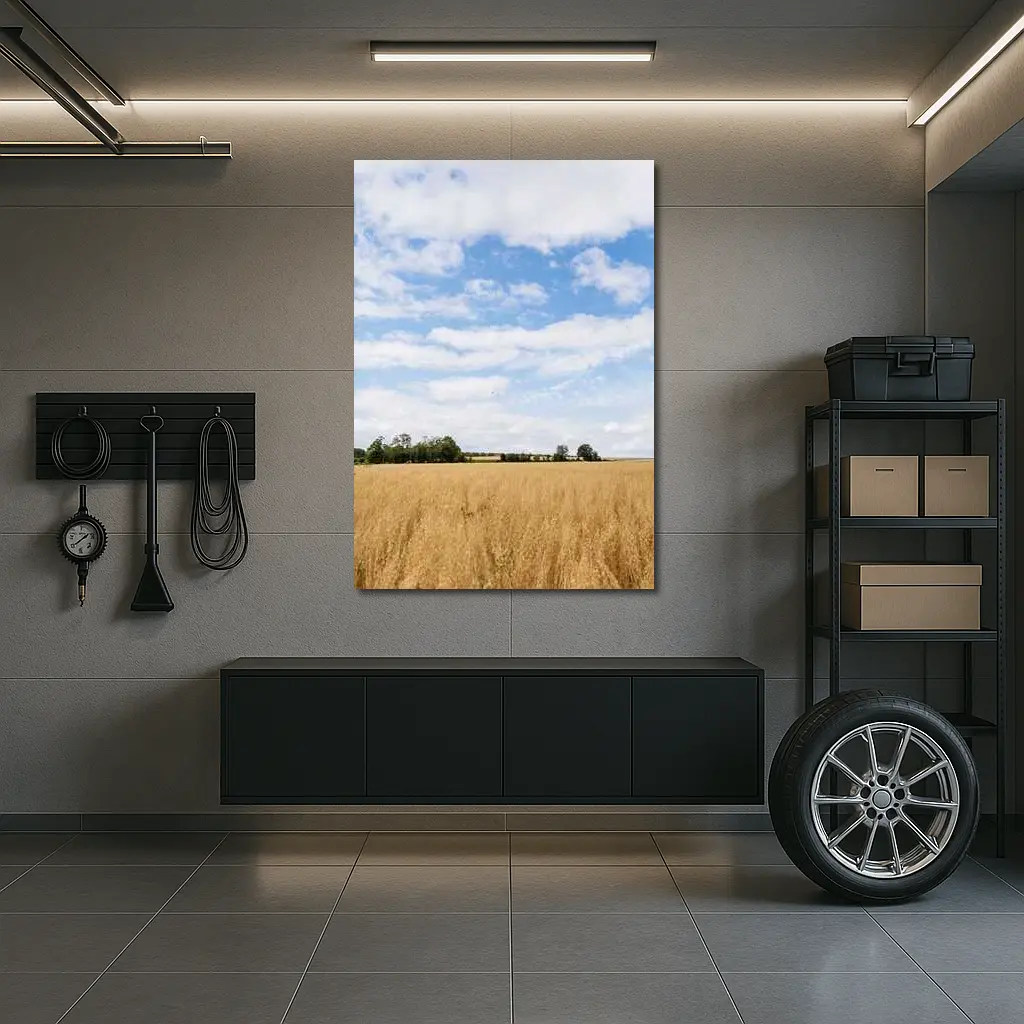 Golden Wheat Field Blue Summer Sky – Wall Art