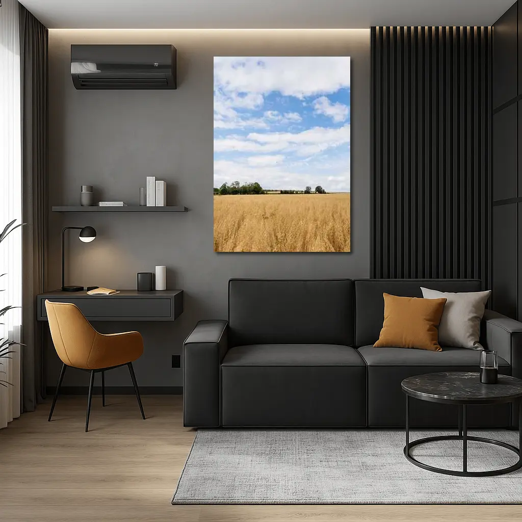 Golden Wheat Field Blue Summer Sky – Wall Art