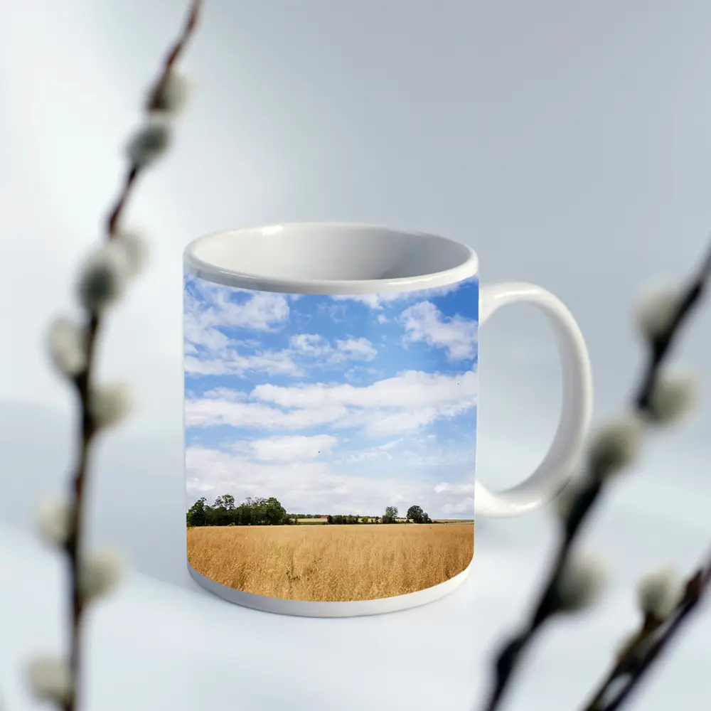 Golden Wheat Field Blue Summer Sky – Mugs