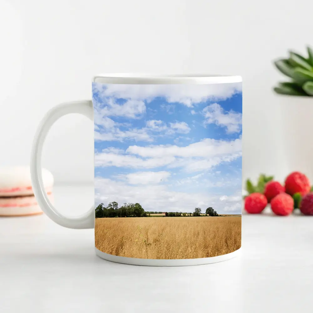 Golden Wheat Field Blue Summer Sky – Mugs
