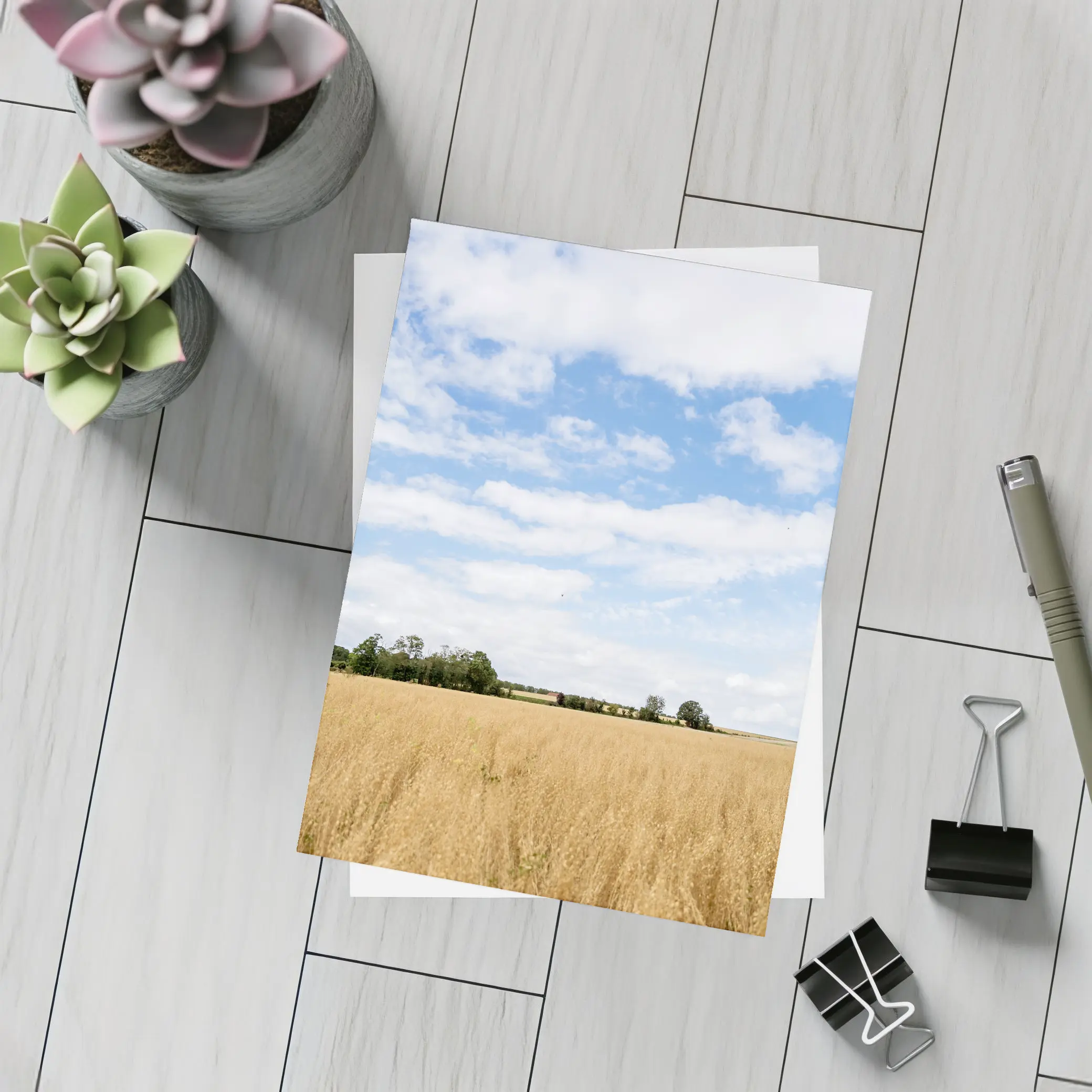 Golden Wheat Field Blue Summer Sky – Postcards