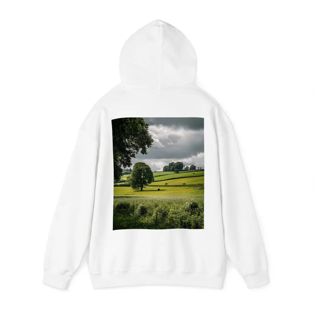 Rolling Green Fields Under Stormy Cloudy Sky – Hoodies