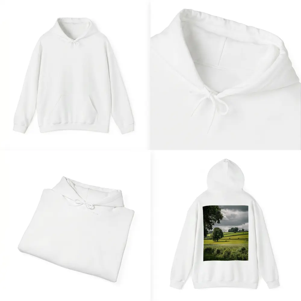 Rolling Green Fields Under Stormy Cloudy Sky – Hoodies