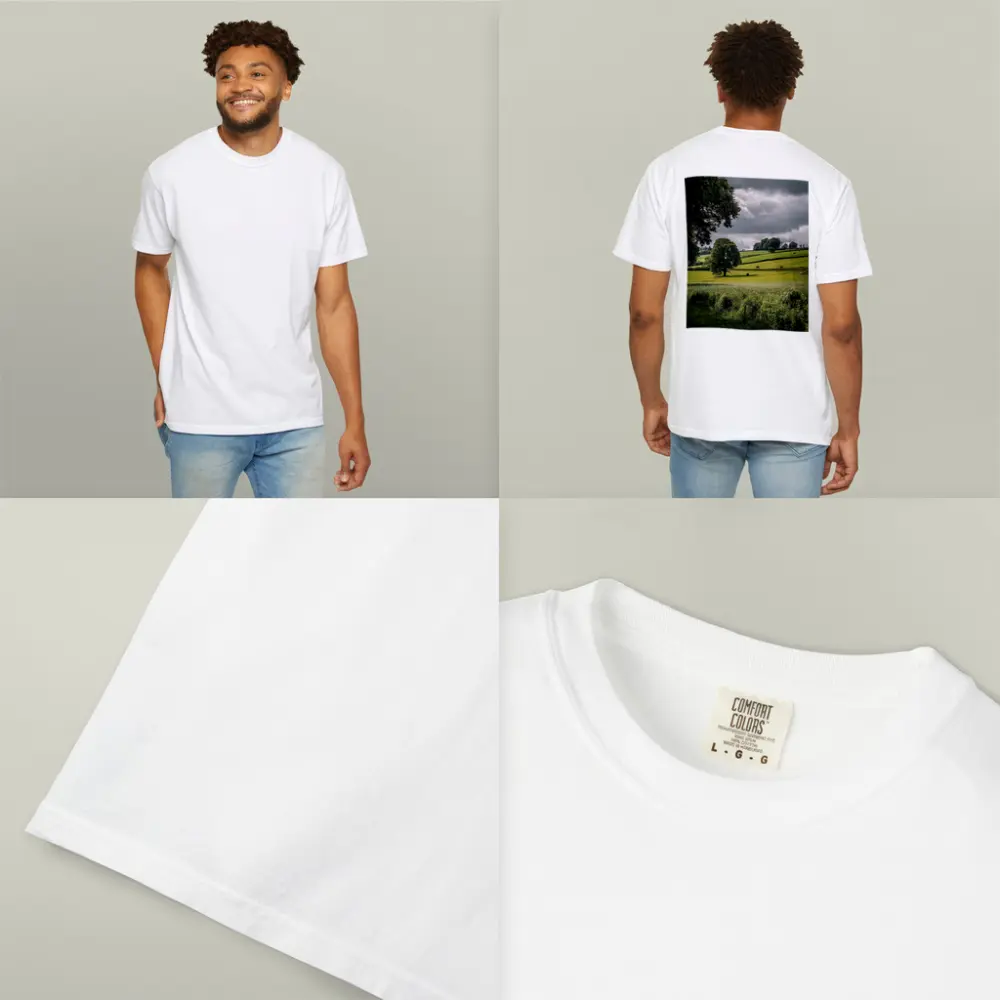Rolling Green Fields Under Stormy Cloudy Sky – T-Shirts