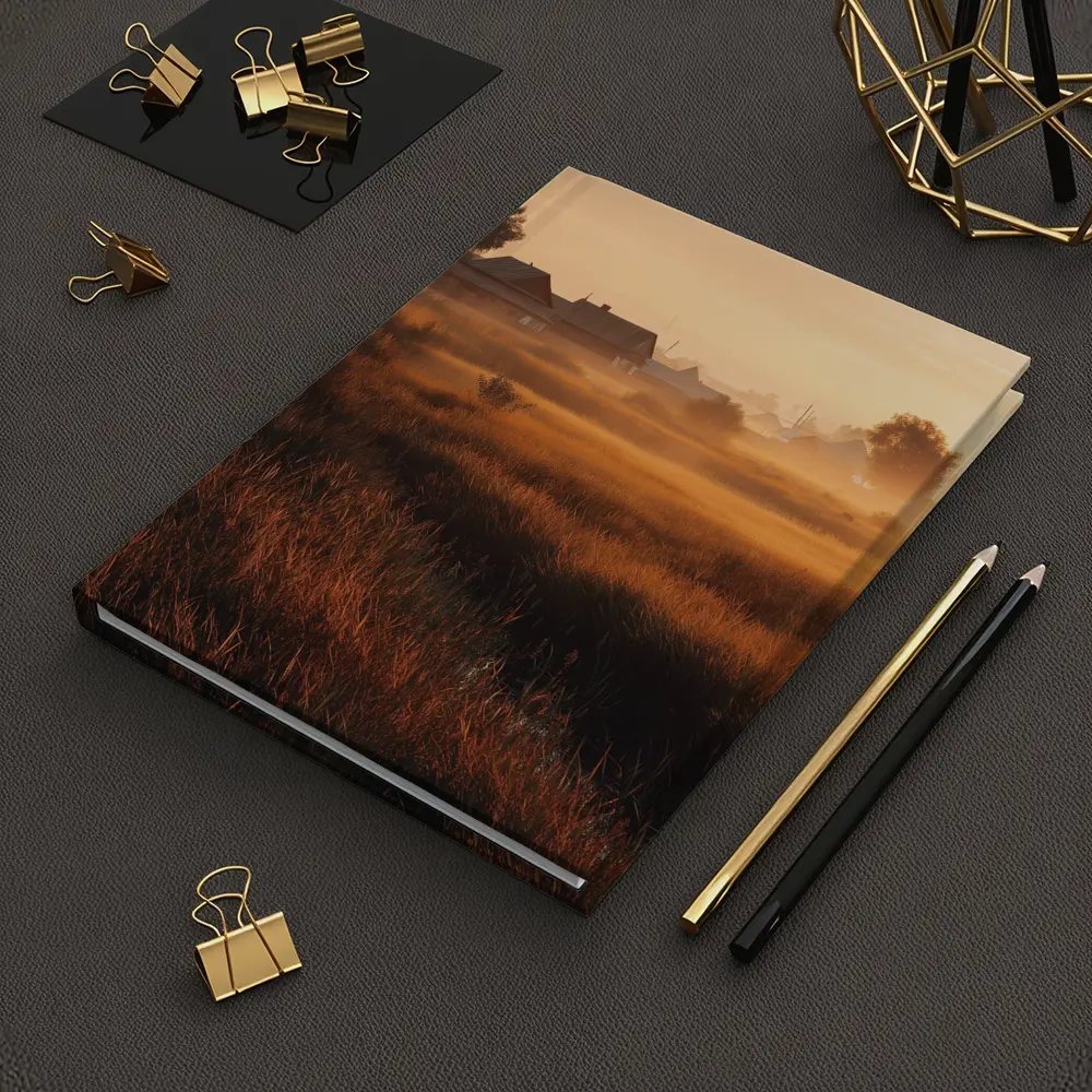Misty Rural Village at Golden Sunrise – Notebooks