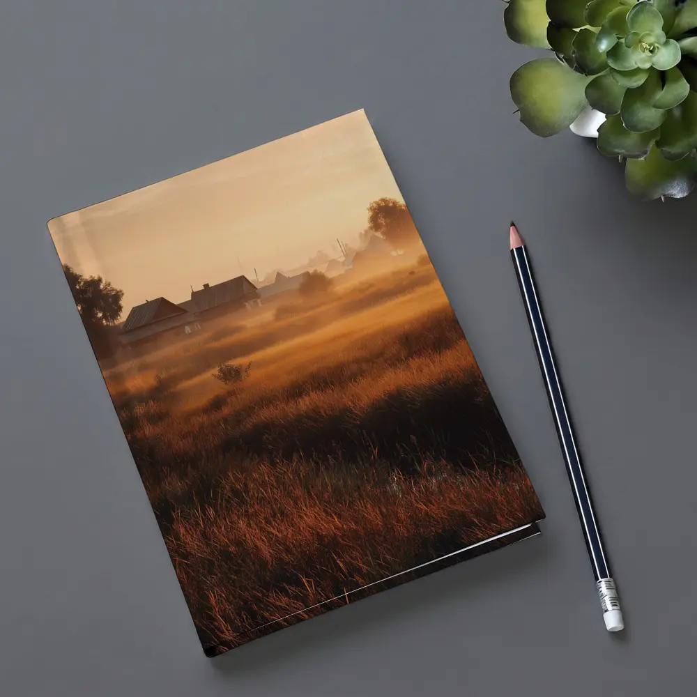Misty Rural Village at Golden Sunrise – Notebooks