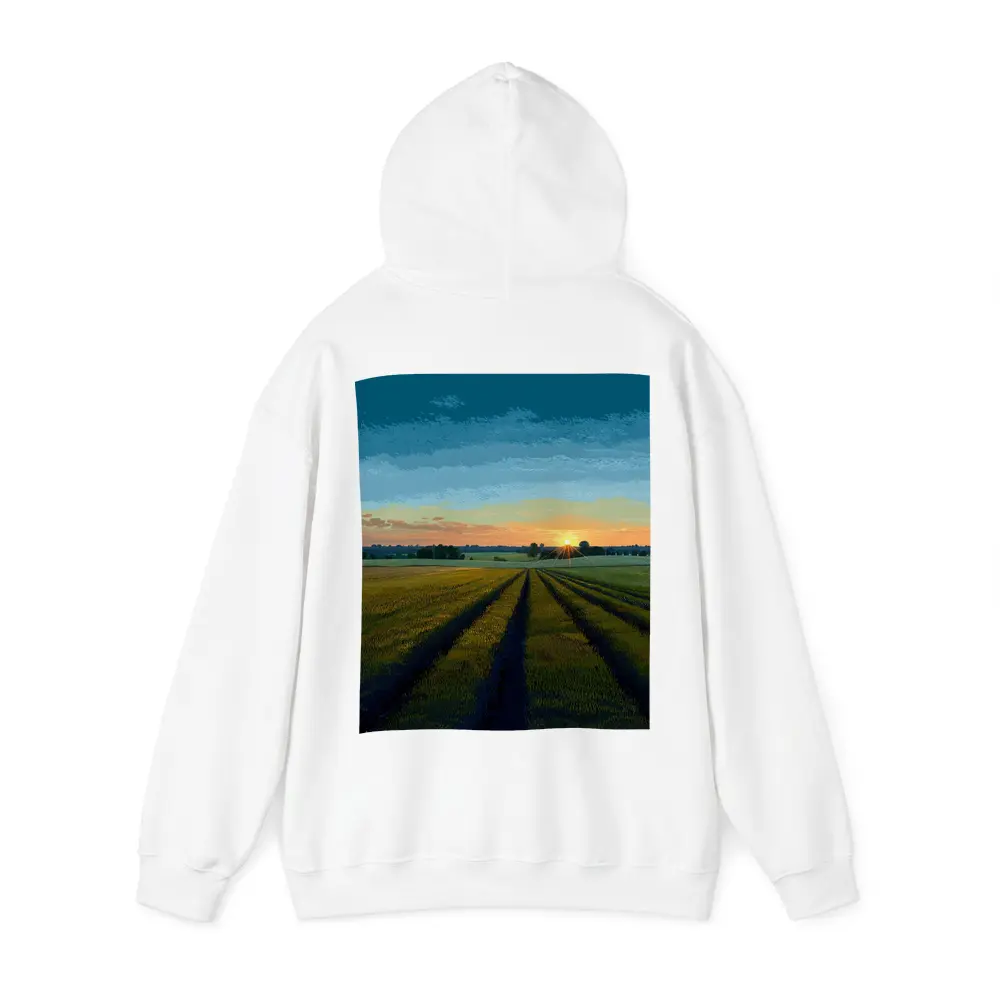 Sunset Over Green Farm Fields Art – Hoodies