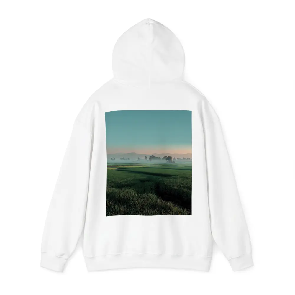 Misty Rice Fields at Early Morning Dawn – Hoodies