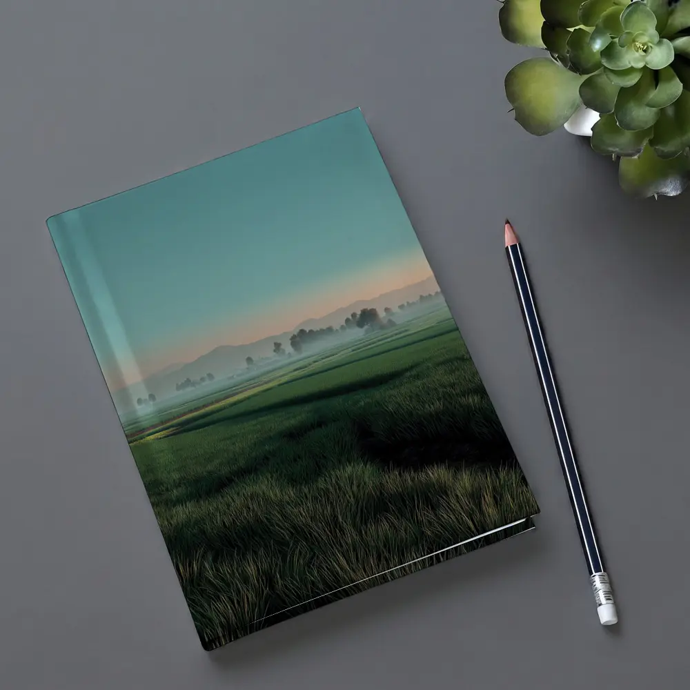 Misty Rice Fields at Early Morning Dawn – Notebooks