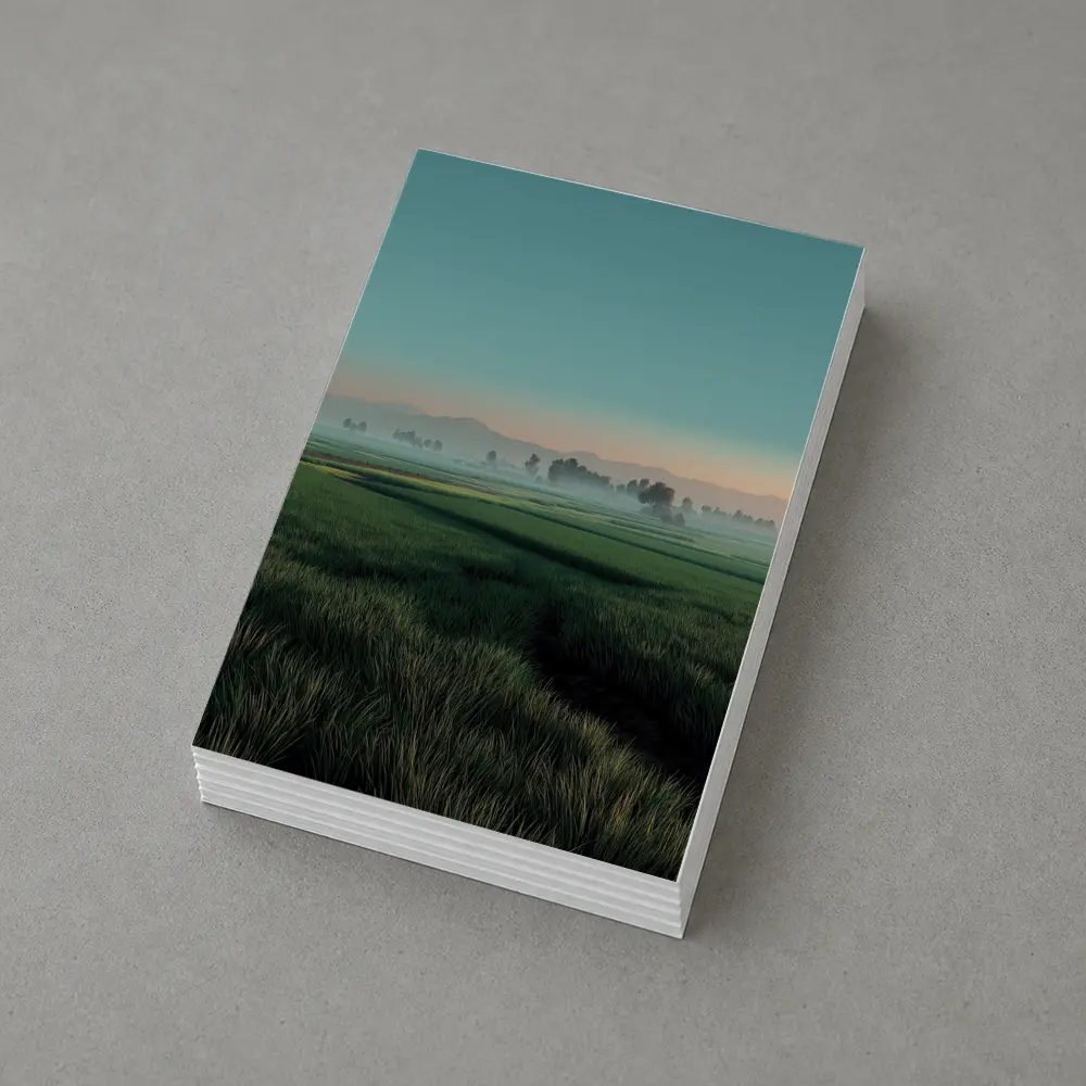 Misty Rice Fields at Early Morning Dawn – Postcards
