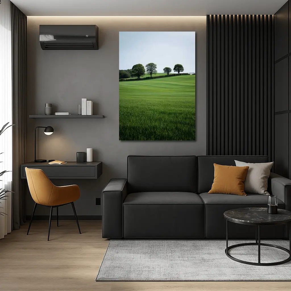 Green Rolling Fields With Trees Landscape – Wall Art