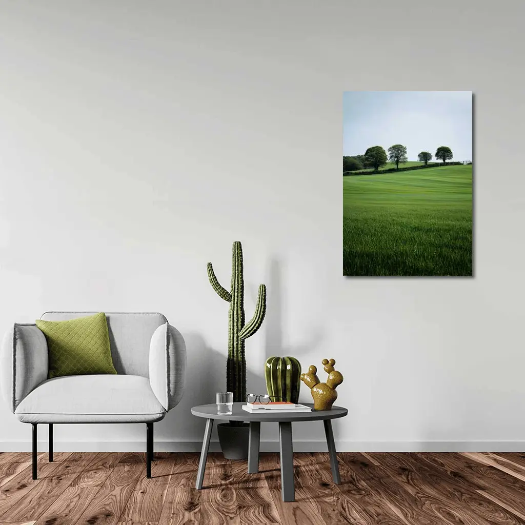 Green Rolling Fields With Trees Landscape – Wall Art