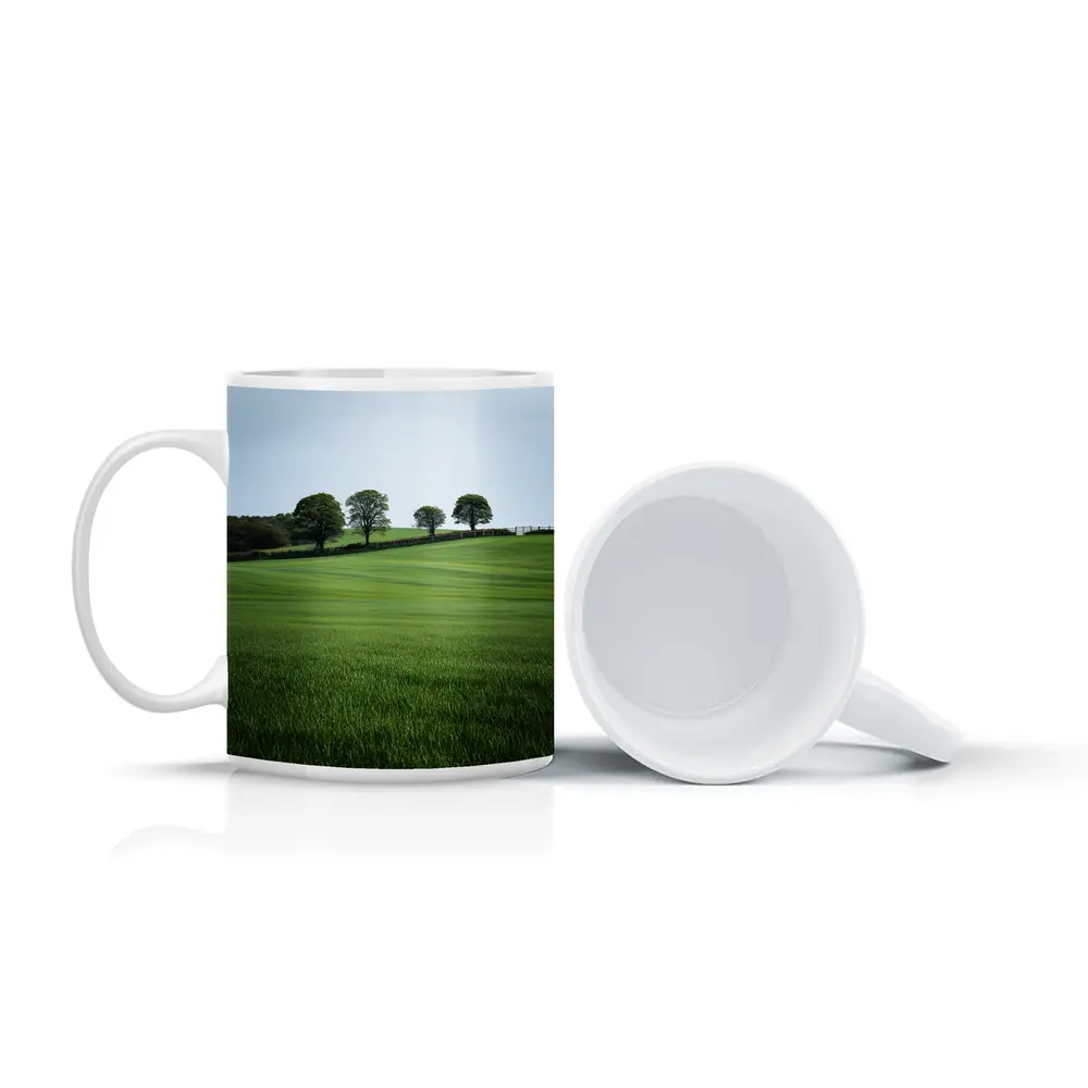Green Rolling Fields With Trees Landscape – Mugs