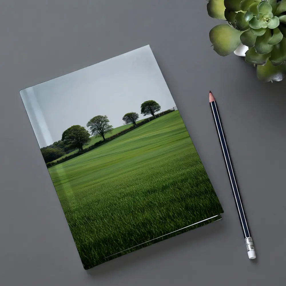 Green Rolling Fields With Trees Landscape – Notebooks