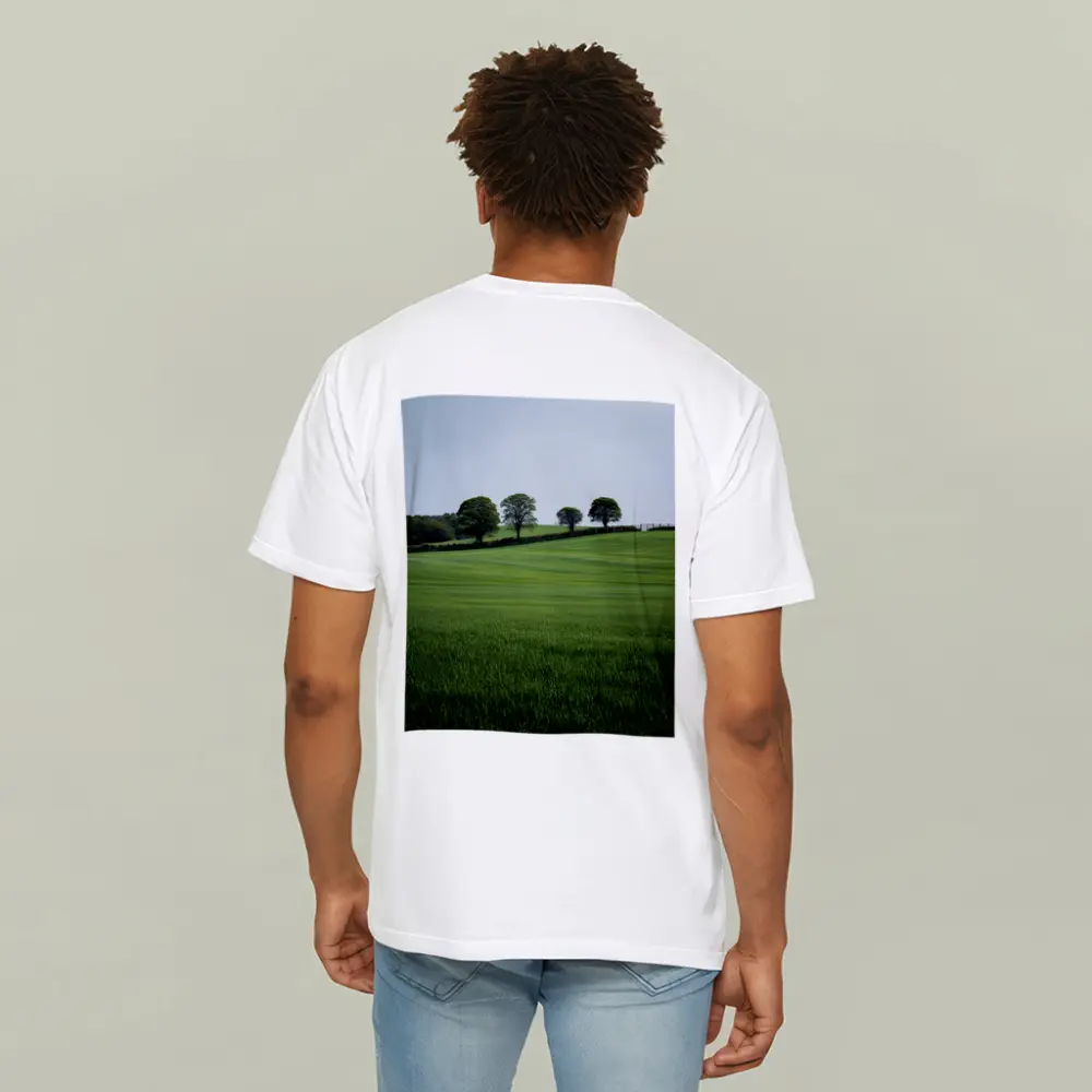 Green Rolling Fields With Trees Landscape – T-Shirts