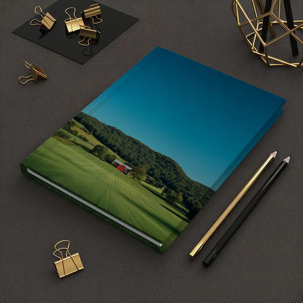 Red Barn Green Fields Rolling Hills Landscape – Notebooks
