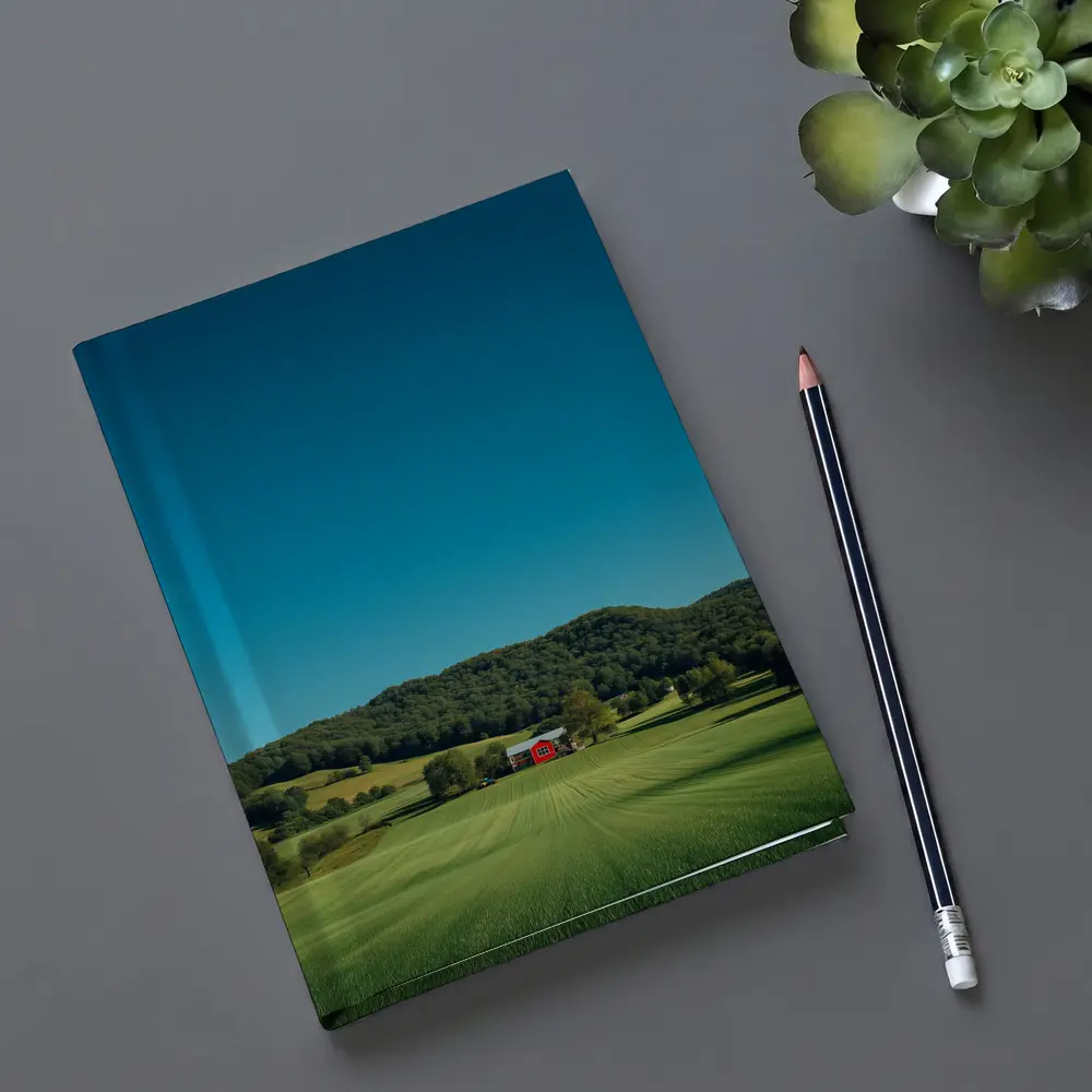 Red Barn Green Fields Rolling Hills Landscape – Notebooks
