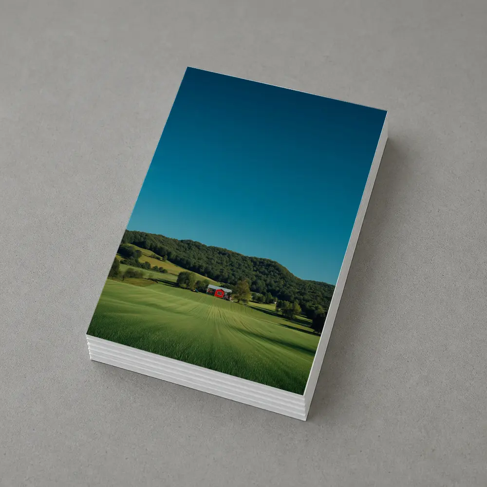 Red Barn Green Fields Rolling Hills Landscape – Postcards
