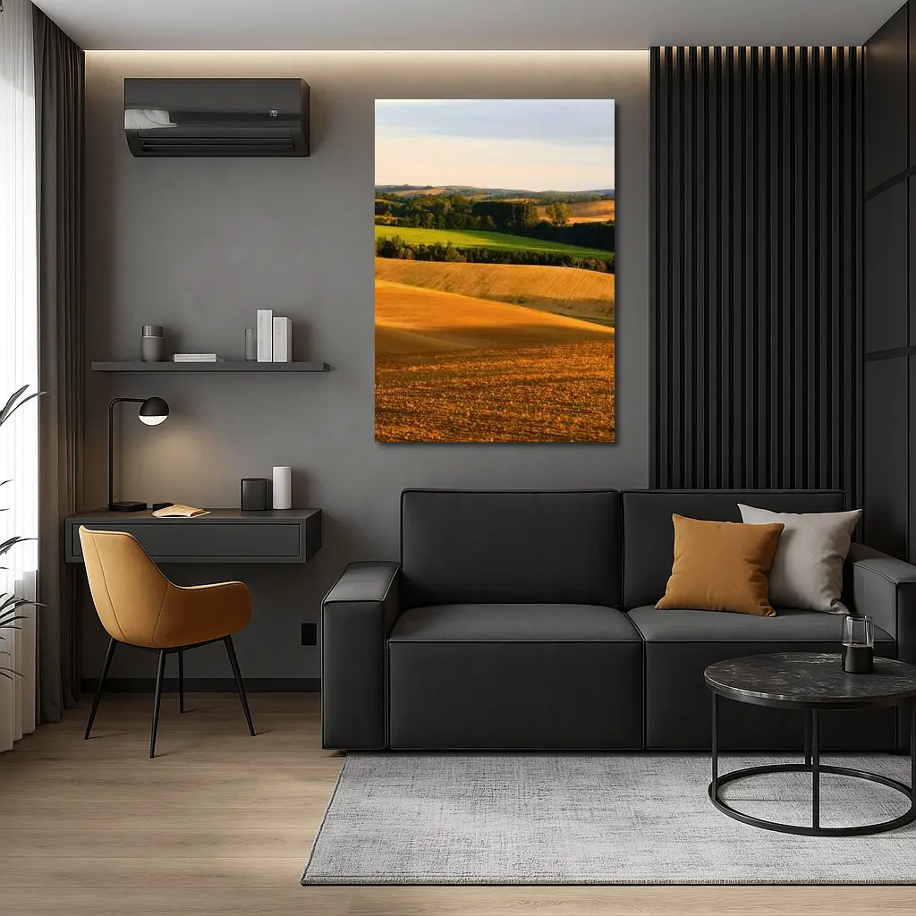 Golden Rolling Fields Green Trees Countryside – Wall Art