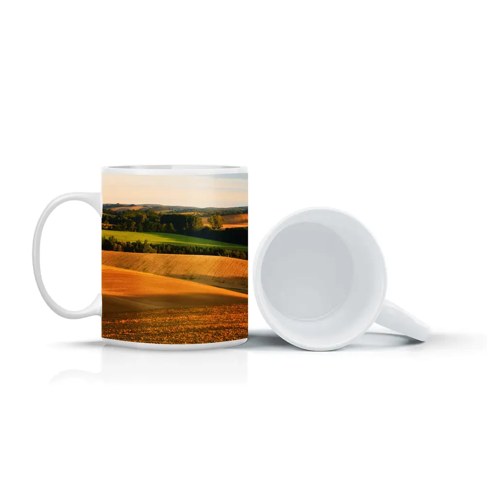 Golden Rolling Fields Green Trees Countryside – Mugs