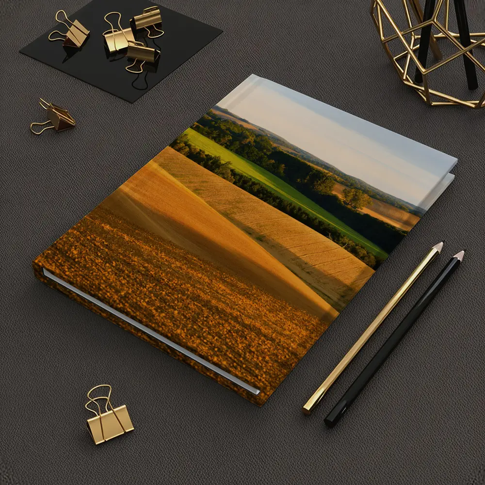 Golden Rolling Fields Green Trees Countryside – Notebooks