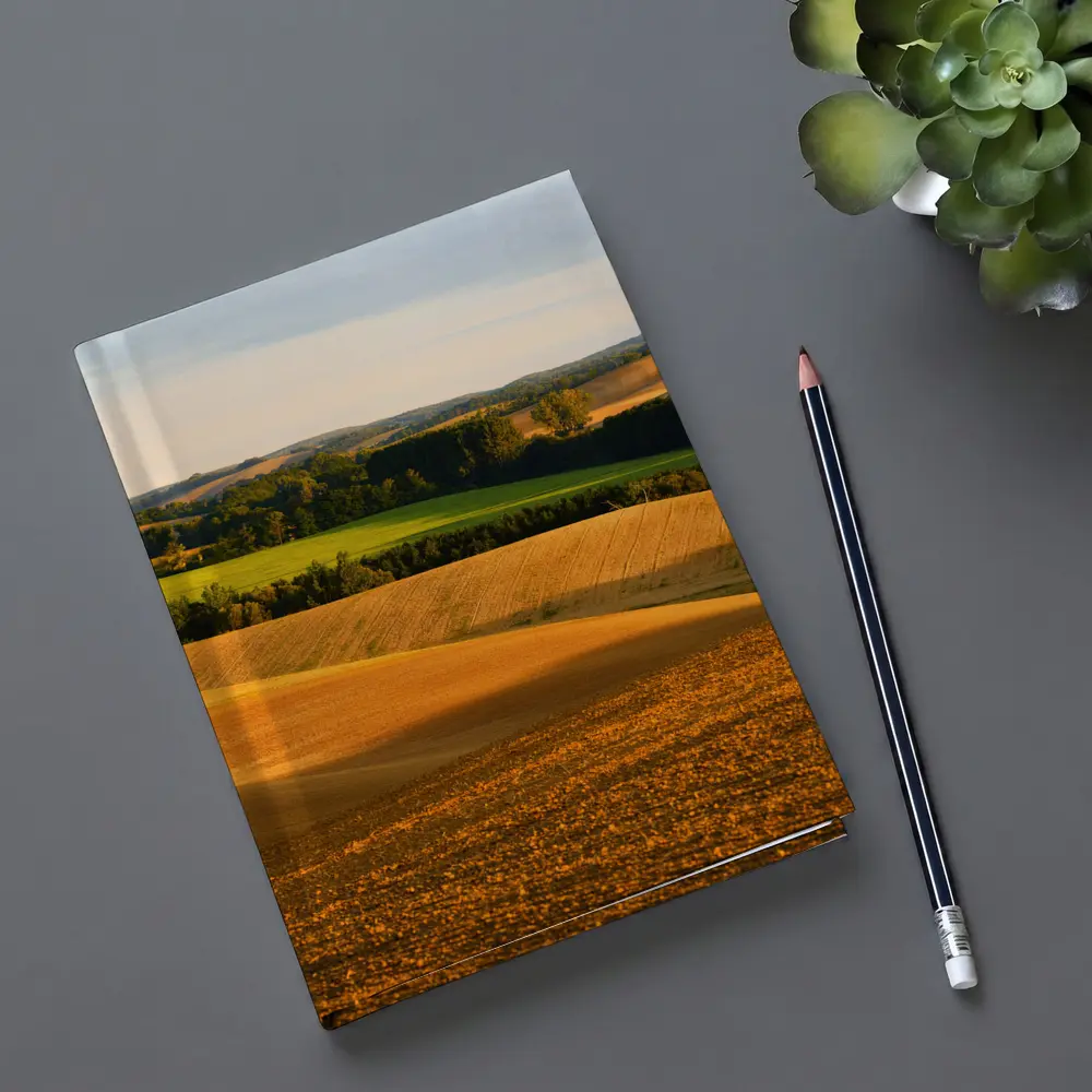 Golden Rolling Fields Green Trees Countryside – Notebooks