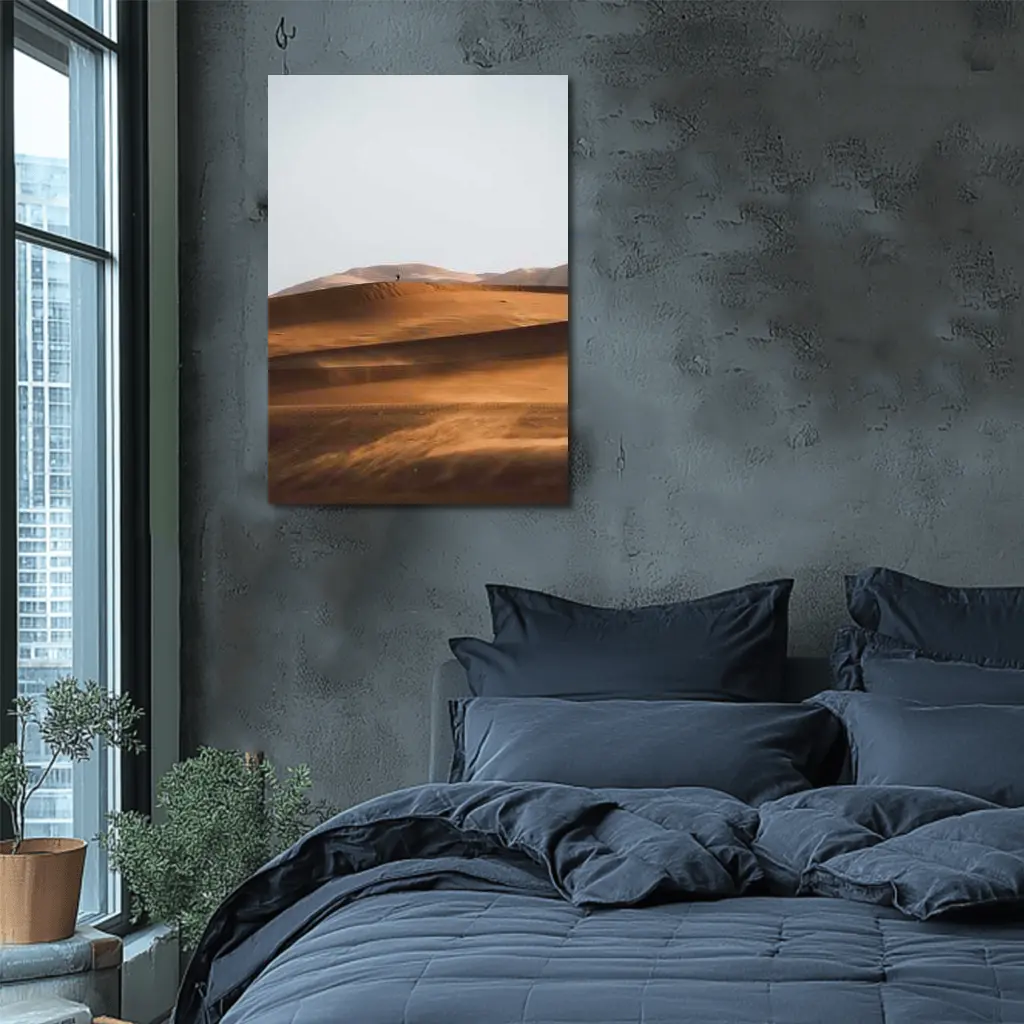 Lone Figure Walking Desert Sand Dunes – Wall Art