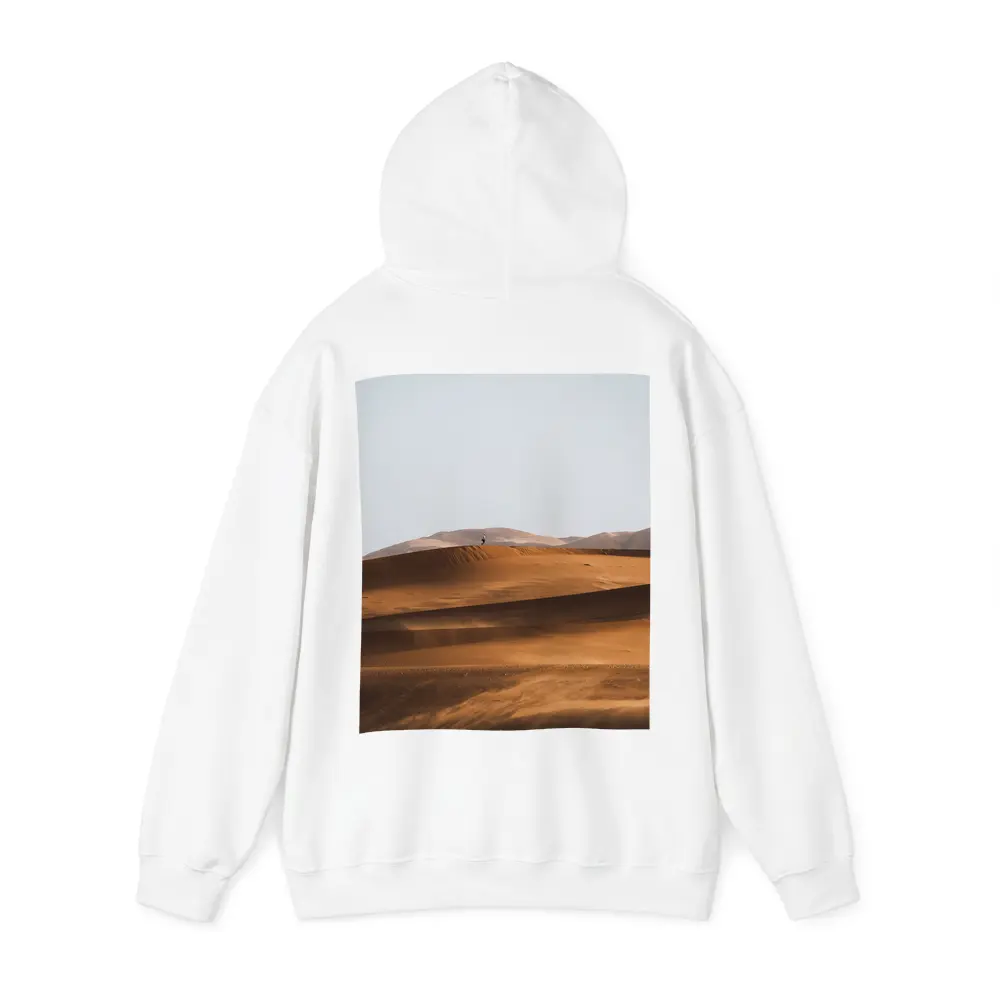 Lone Figure Walking Desert Sand Dunes – Hoodies